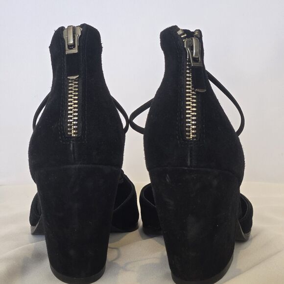Eileen Fisher Black Suede Wedge Heel Lace Pump Womens Size 7.5 - Picture 4 of 7